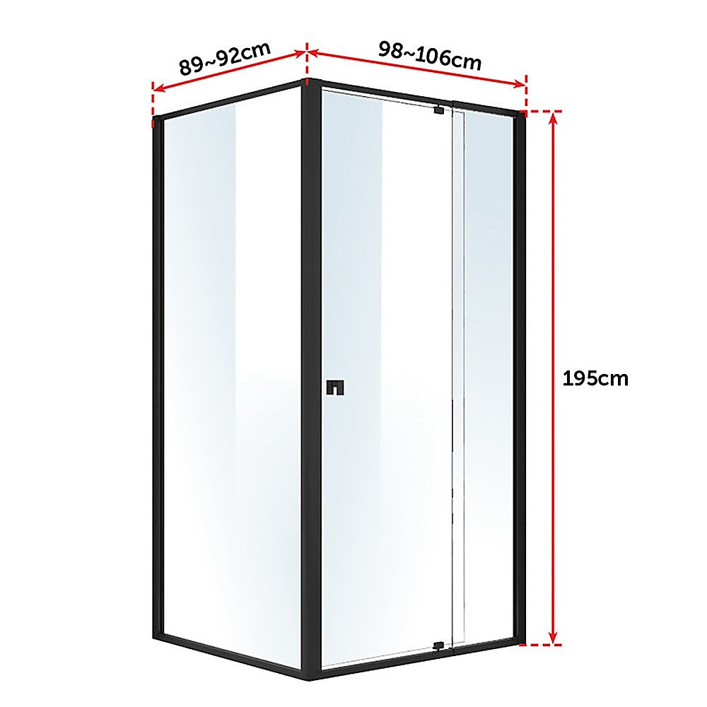 Semi Frameless Shower Screen 98 106 x 195cm & 89 92 x 195cm Side AS/NZS Glass
