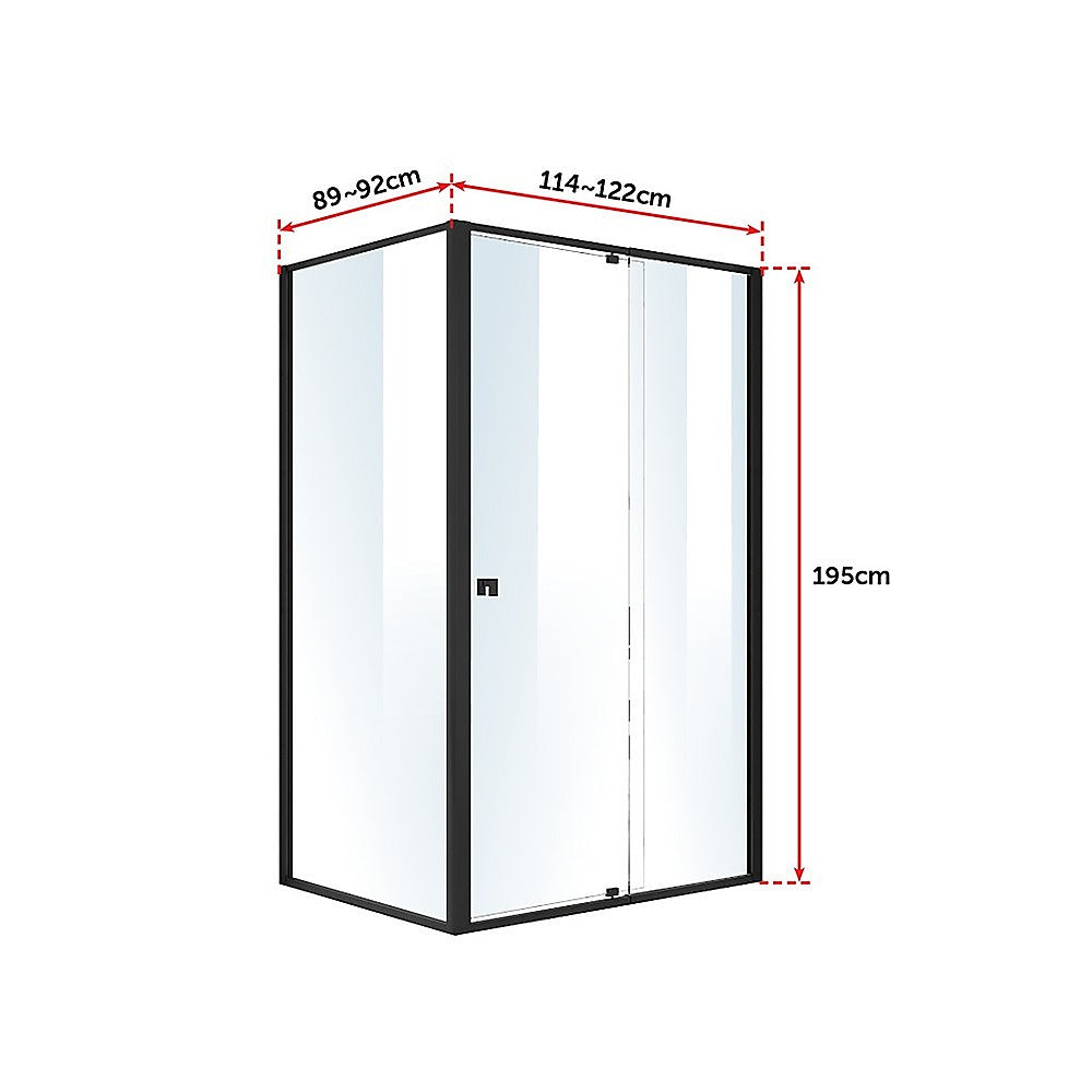 Semi Frameless Shower Screen 114 122 x 195cm & 89 92 x 195cm Side AS/NZS Glass