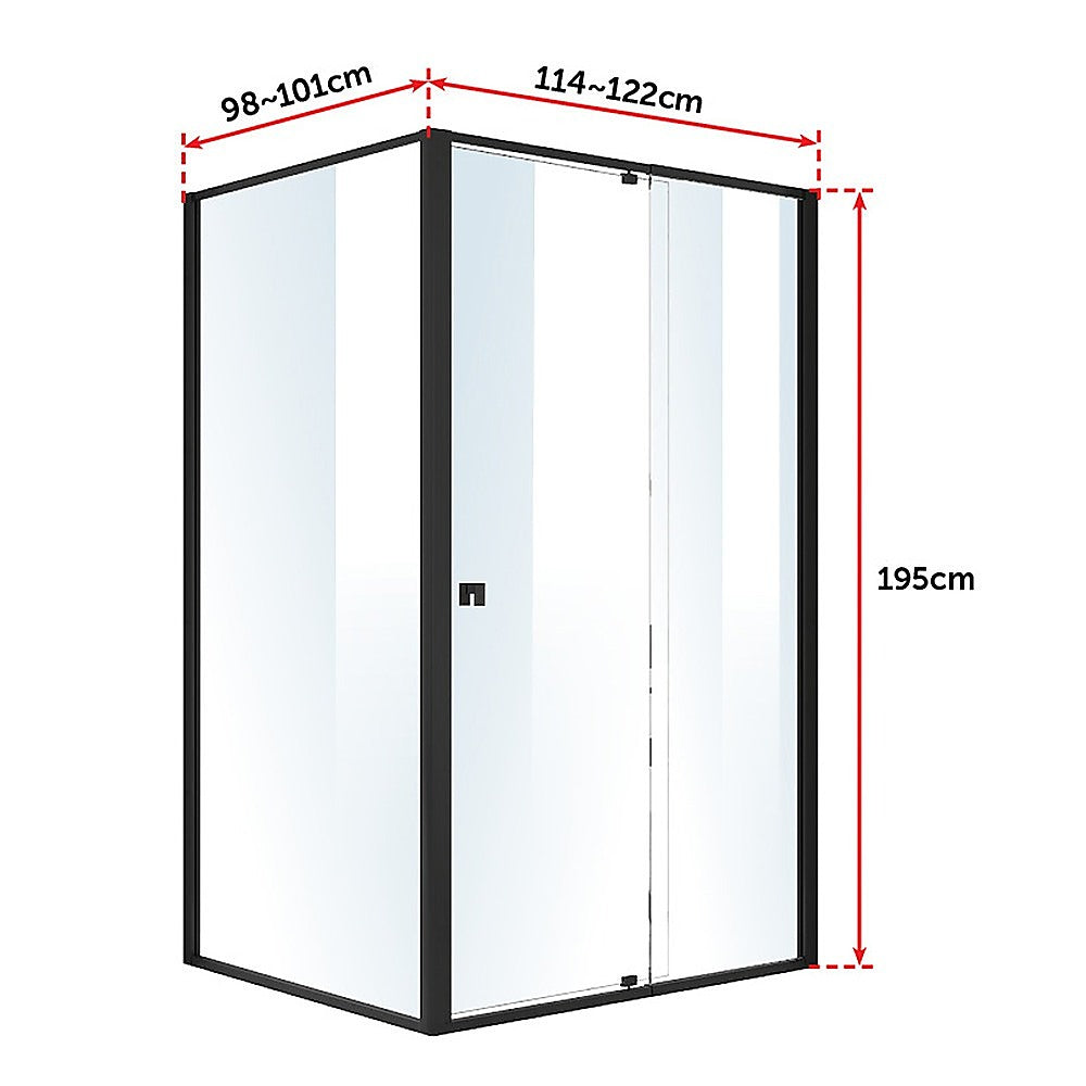 Semi Frameless Shower Screen 114 122 x 195cm & 98 101 x195cm Side AS/NZS Glass