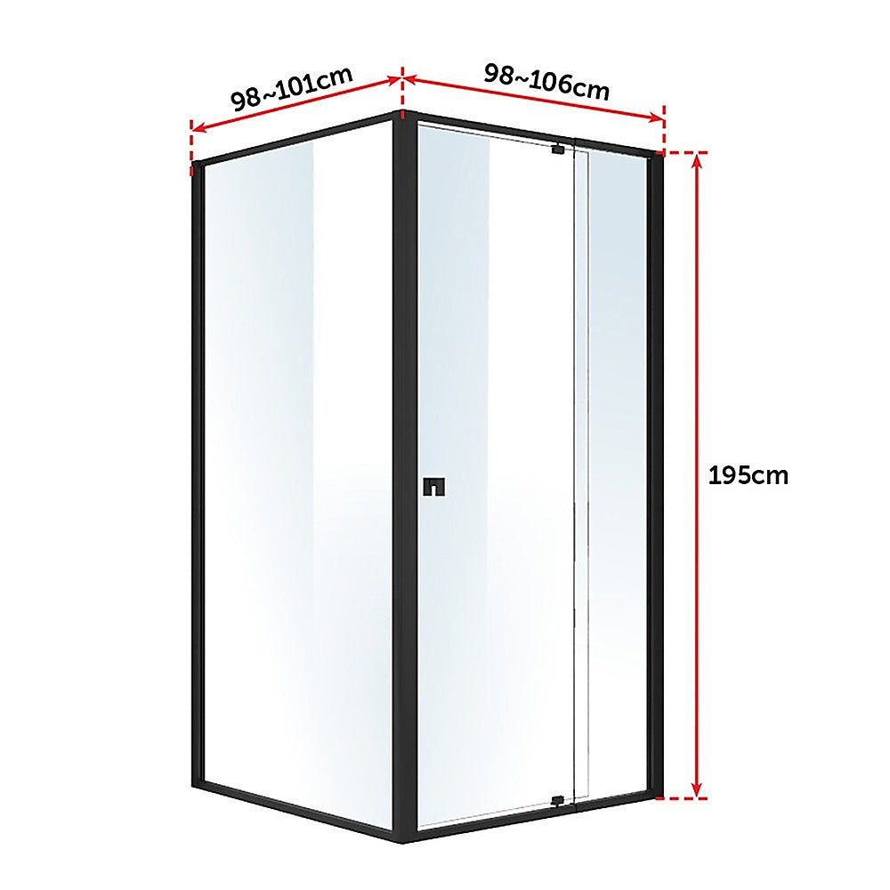 Semi Frameless Shower Screen 98 106 x 195cm & 98 101 x 195cm Side AS/NZS Glass