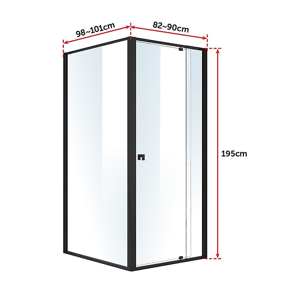 Semi Frameless Shower Screen 82 90 x 195cm & 98 101 x 195cm Side AS/NZS Glass