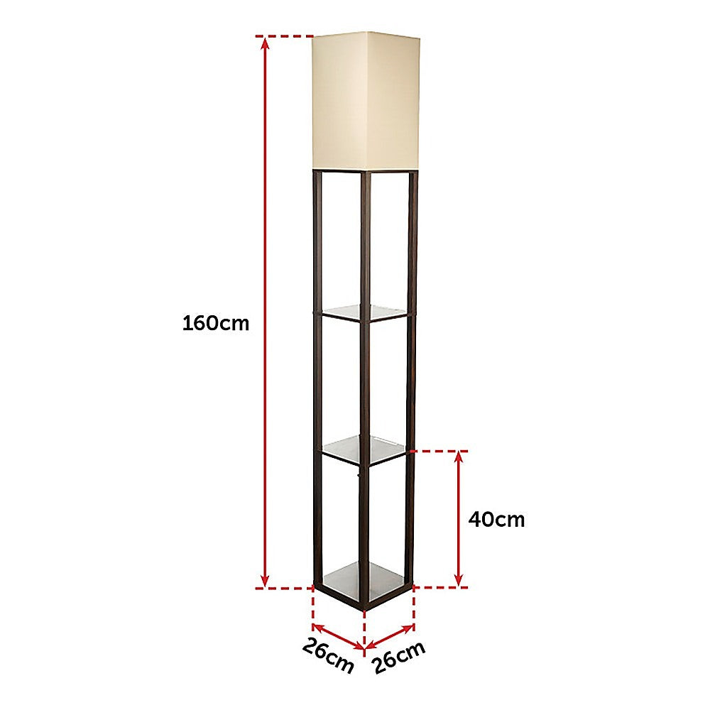 Shelf Floor Lamp, 1.6m MDF Frame, Shade Diffused Light