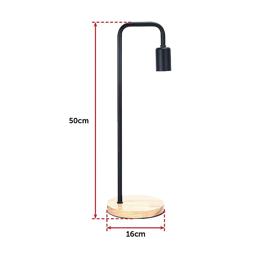 Black Steel Desk Lamp with Timber Base and Gooseneck Arm