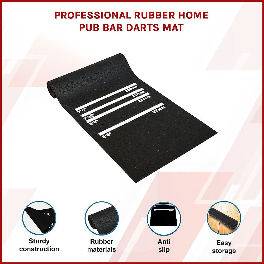 300cm Professional Rubber Darts Mat Home Pub Bar Floor Protector With Throw Line For Accurate Play