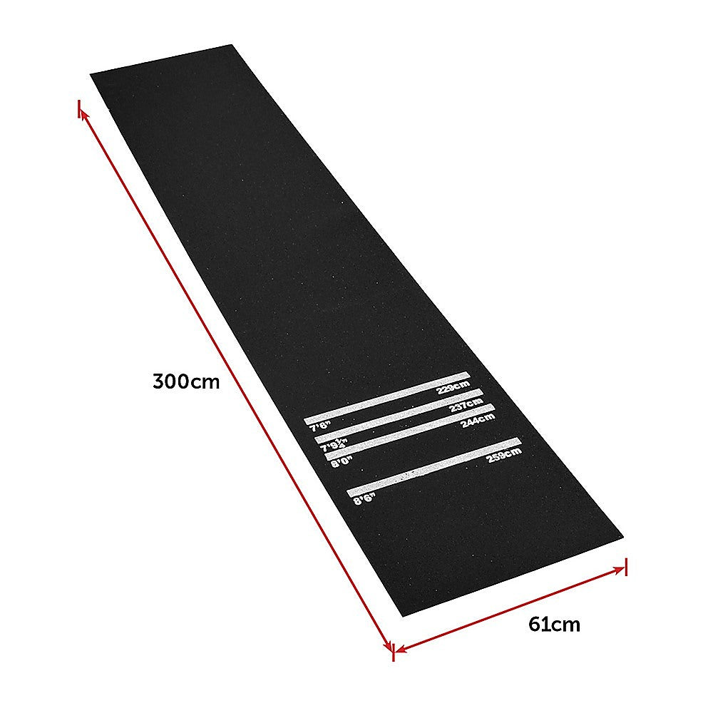 Non-Slip Rubber Darts Mat, 300x61cm, 4 Oche Lines by Randy & Travis