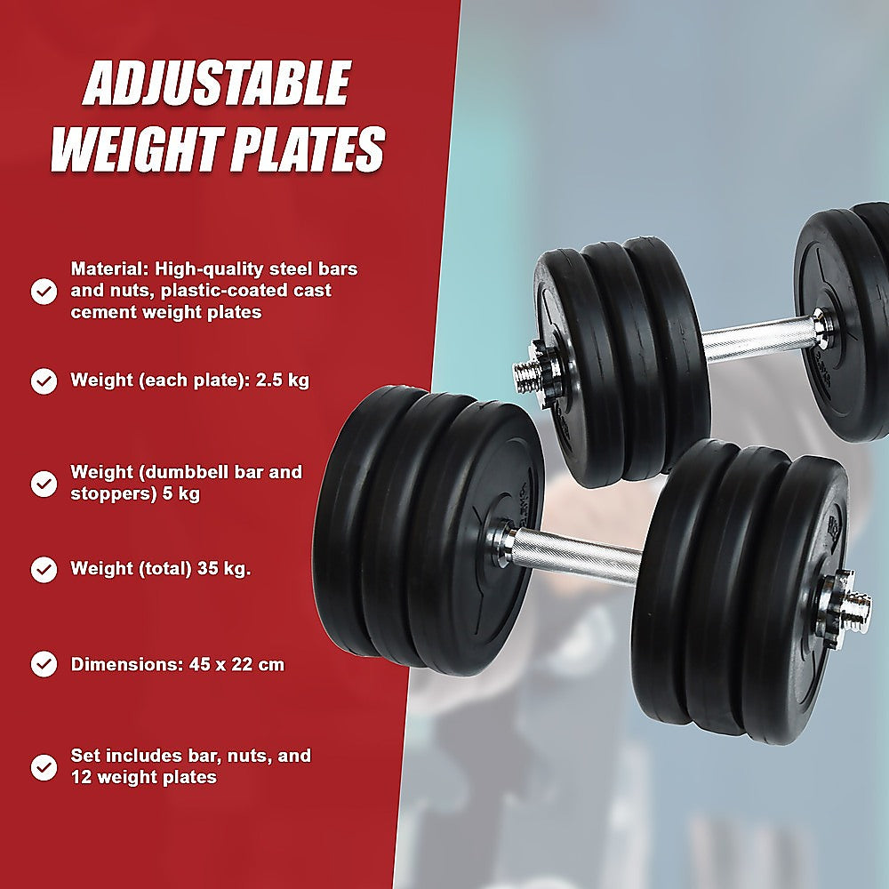 35KG Dumbbell Adjustable Weight Set