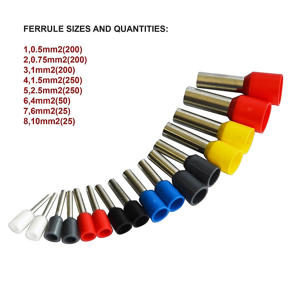 Ergonomic Ferrule Crimper Kit 0.25-10mm², 1200Pcs, Randy & Travis