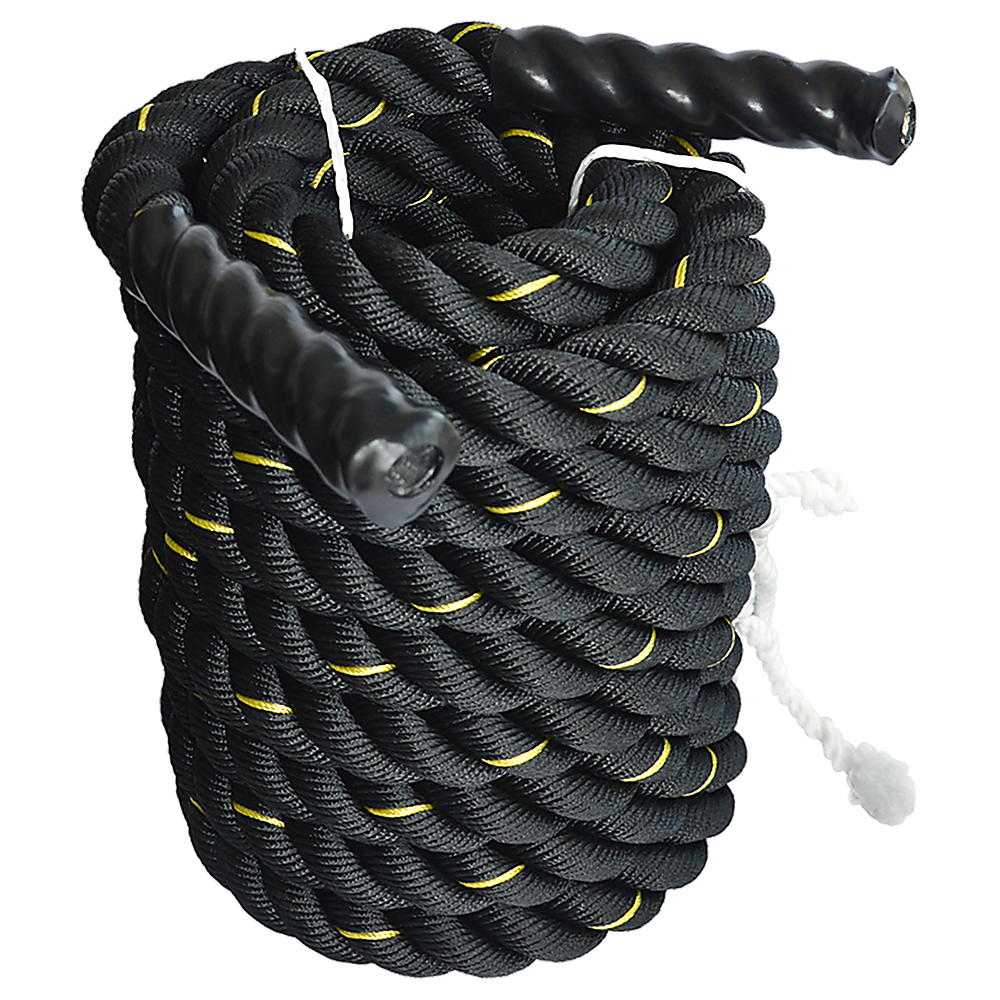 Black Poly Battle Rope 3.8cm x 9M for Workout & Strength