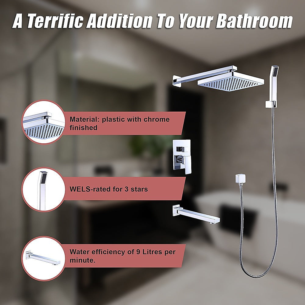 8" Rain Shower Head Straight Wall Arm Mixer Set Wall Bath Spout Outlet Tap