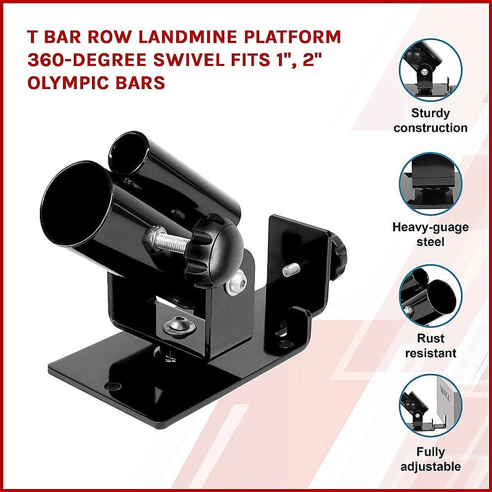 Heavy-Duty T Bar Row Platform, 360° Swivel for Olympic Bars