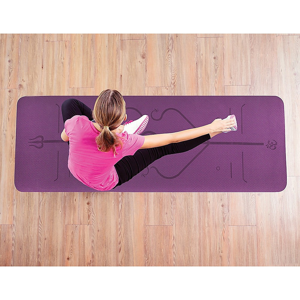 Eco-Friendly 8mm TPE Yoga Mat w/ Body Alignment Lines