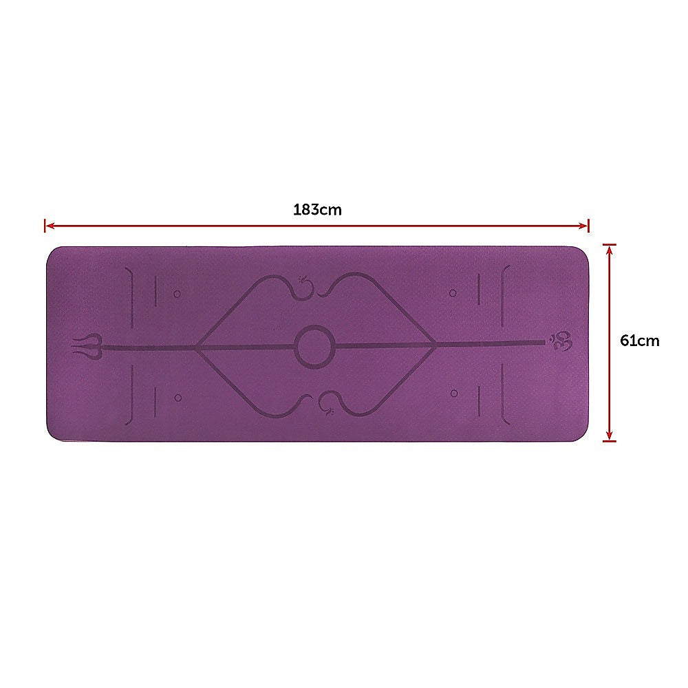 Eco-Friendly 8mm TPE Yoga Mat w/ Body Alignment Lines