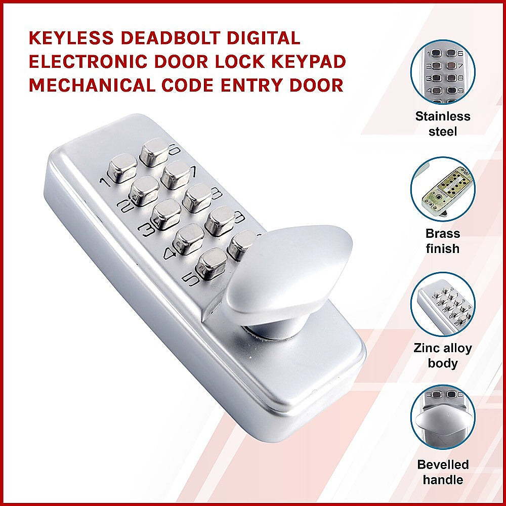 Keyless Digital Deadbolt Door Lock, Zinc Alloy, 9 Buttons