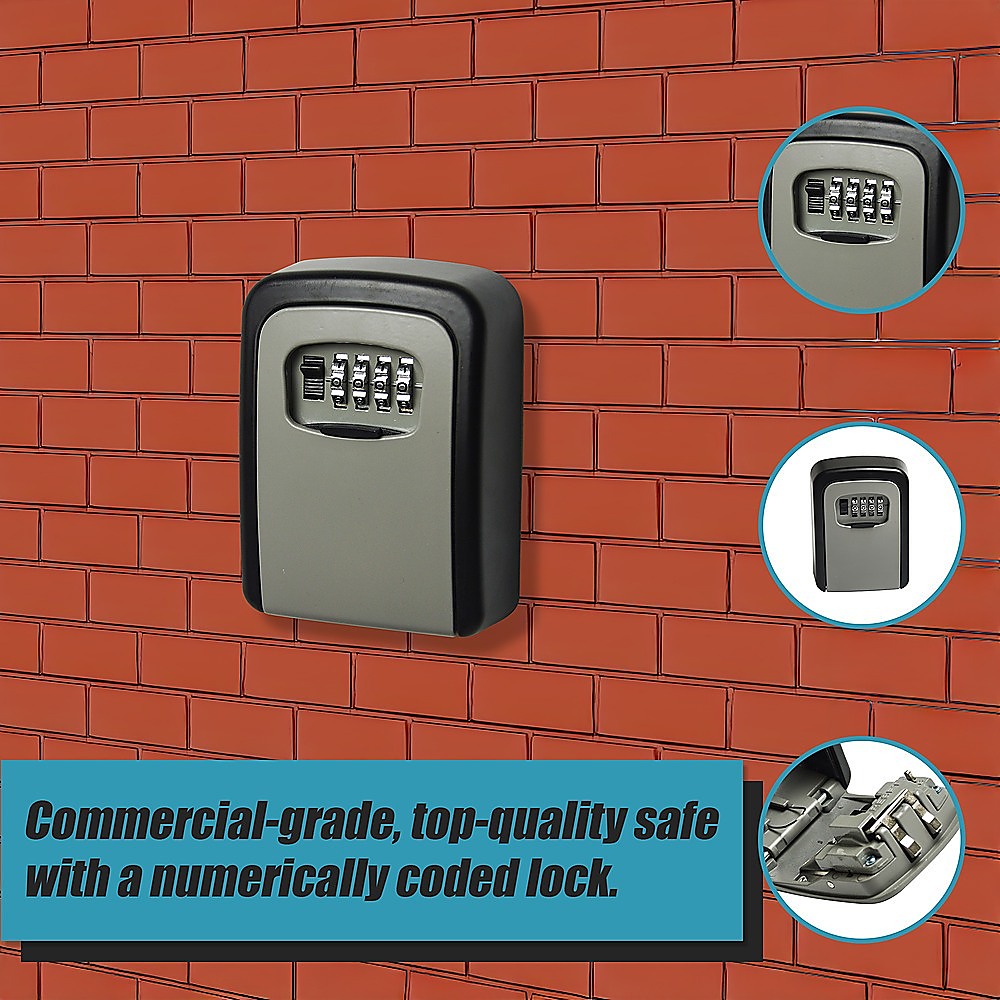 Weather-Resistant 5-Key Safe Box, Wall Mounted, Custom Code