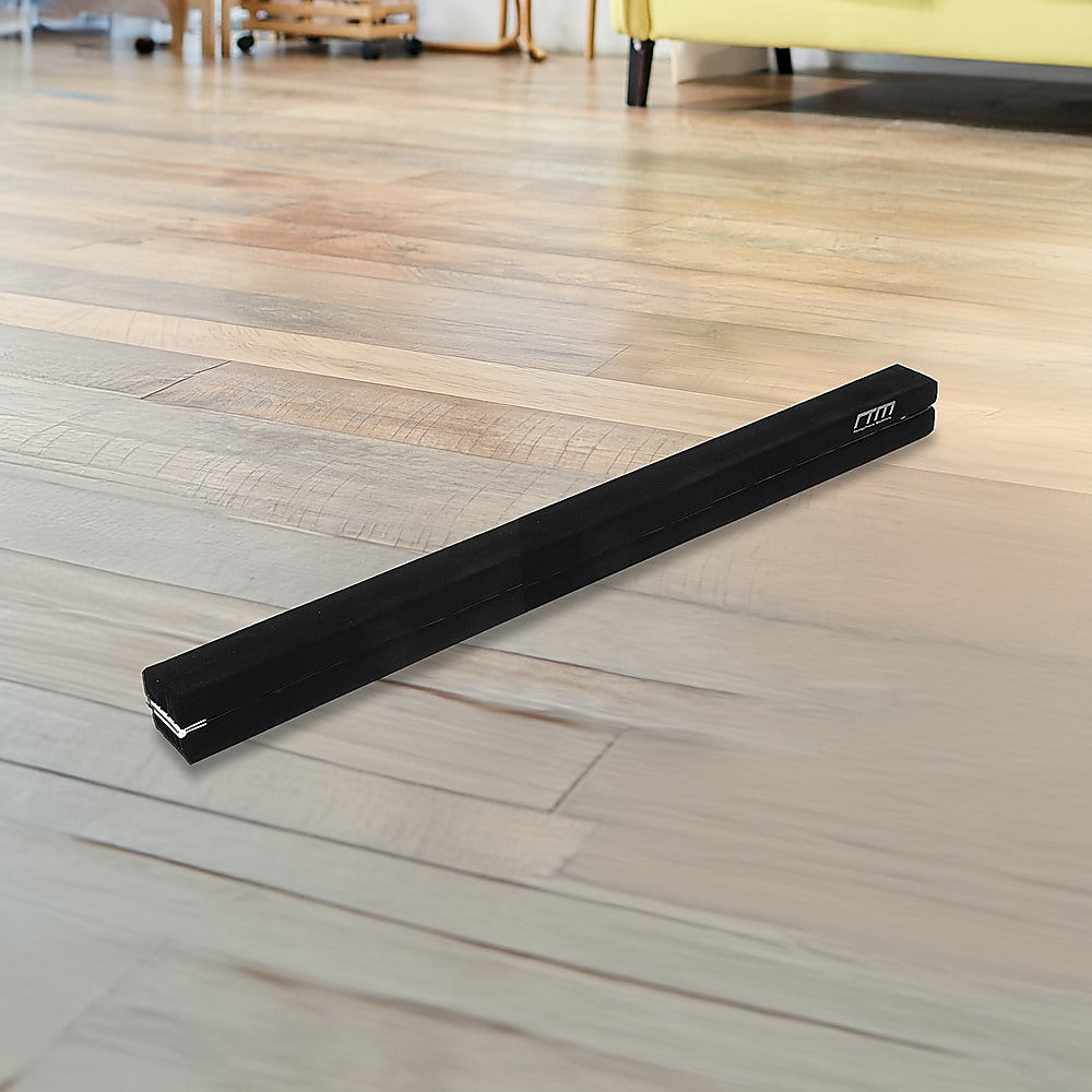 2.4m 8FT Gymnastics Folding Balance Beam Black Synthetic Suede