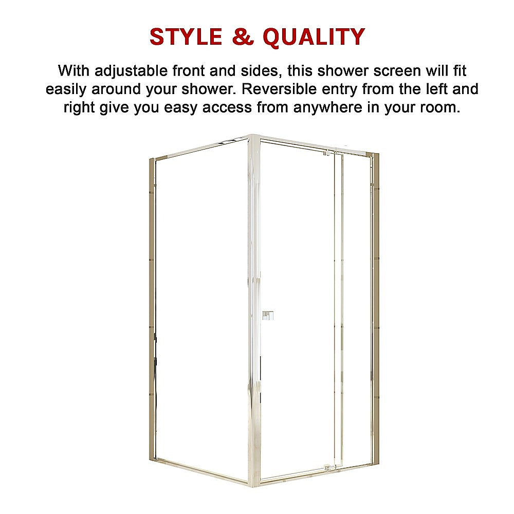 Semi Frameless Shower Screen 98 106 x 195cm & 98 101 x 195cm Side AS/NZS Glass