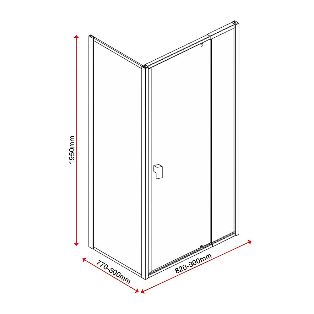Semi Frameless Shower Screen 82 90 x 195cm & 77 80 x 195cm Side AS/NZS Glass