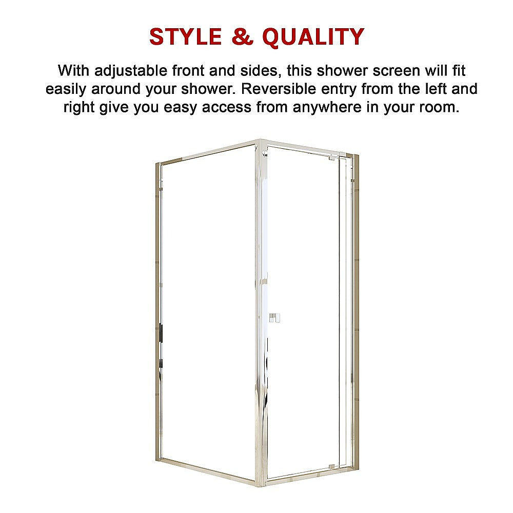 Semi Frameless Shower Screen 74 82 x 195cm & 98 101 x 195cm Side AS/NZS Glass