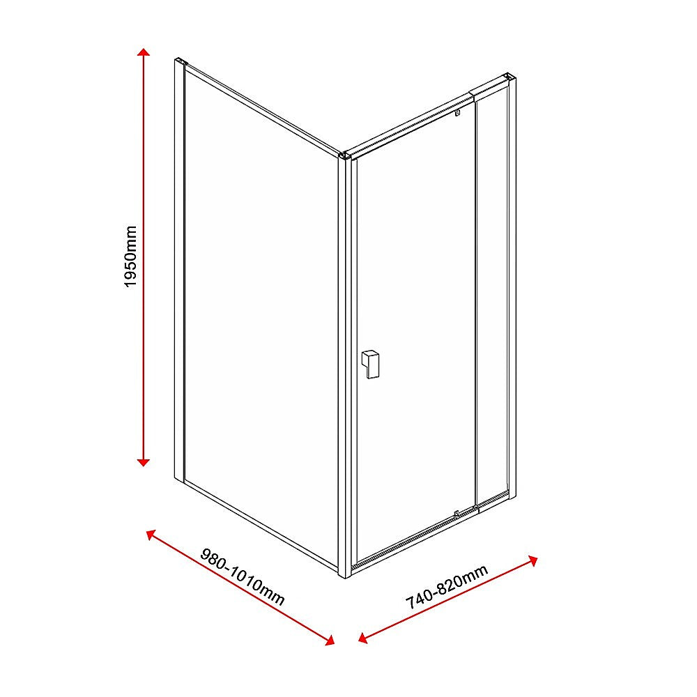 Semi Frameless Shower Screen 74 82 x 195cm & 98 101 x 195cm Side AS/NZS Glass