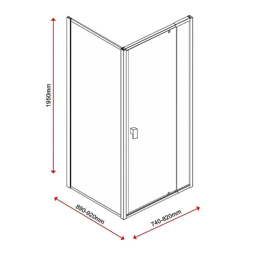 Semi Frameless Shower Screen 74 82 x 195cm & 89 92 x 195cm Side AS/NZS Glass