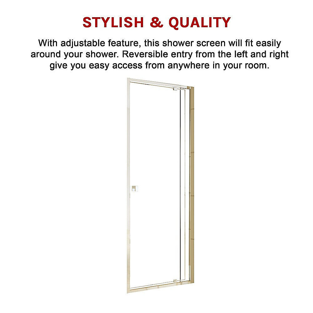 Adjustable Semi Frameless Shower Screen 74 82 x 195cm Australian Safety Glass