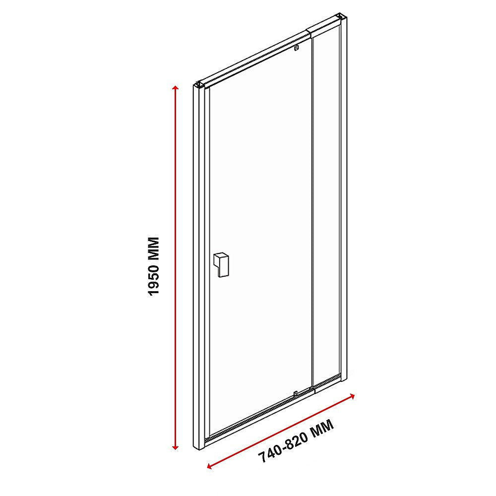 Adjustable Semi Frameless Shower Screen 74 82 x 195cm Australian Safety Glass