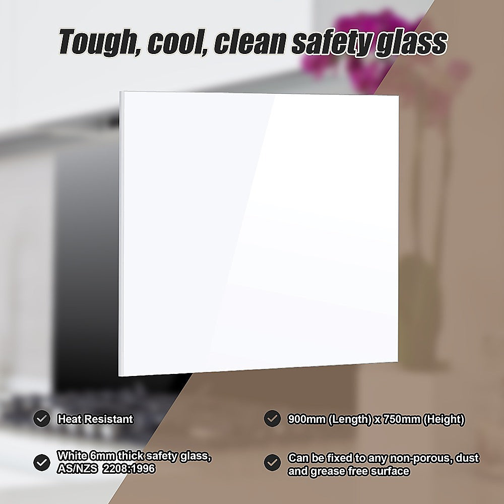 Heat Resistant Safety Glass Kitchen Splashback 90x75cm