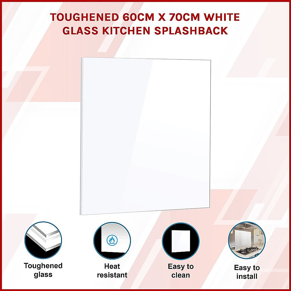 Heat Resistant White Glass Splashback 60x70cm Safety Glass