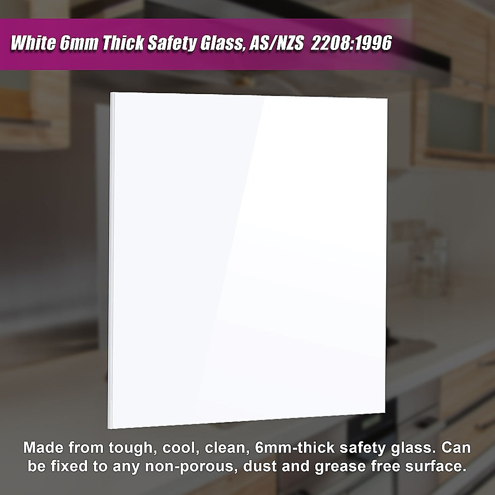 Heat Resistant White Glass Splashback 60x70cm Safety Glass