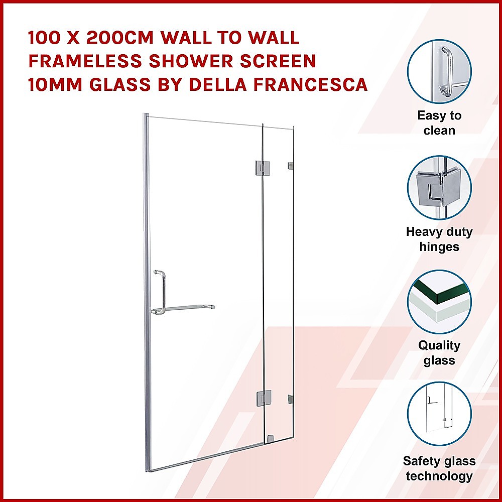 Frameless 10mm Glass Shower Screen with Chrome Hardware