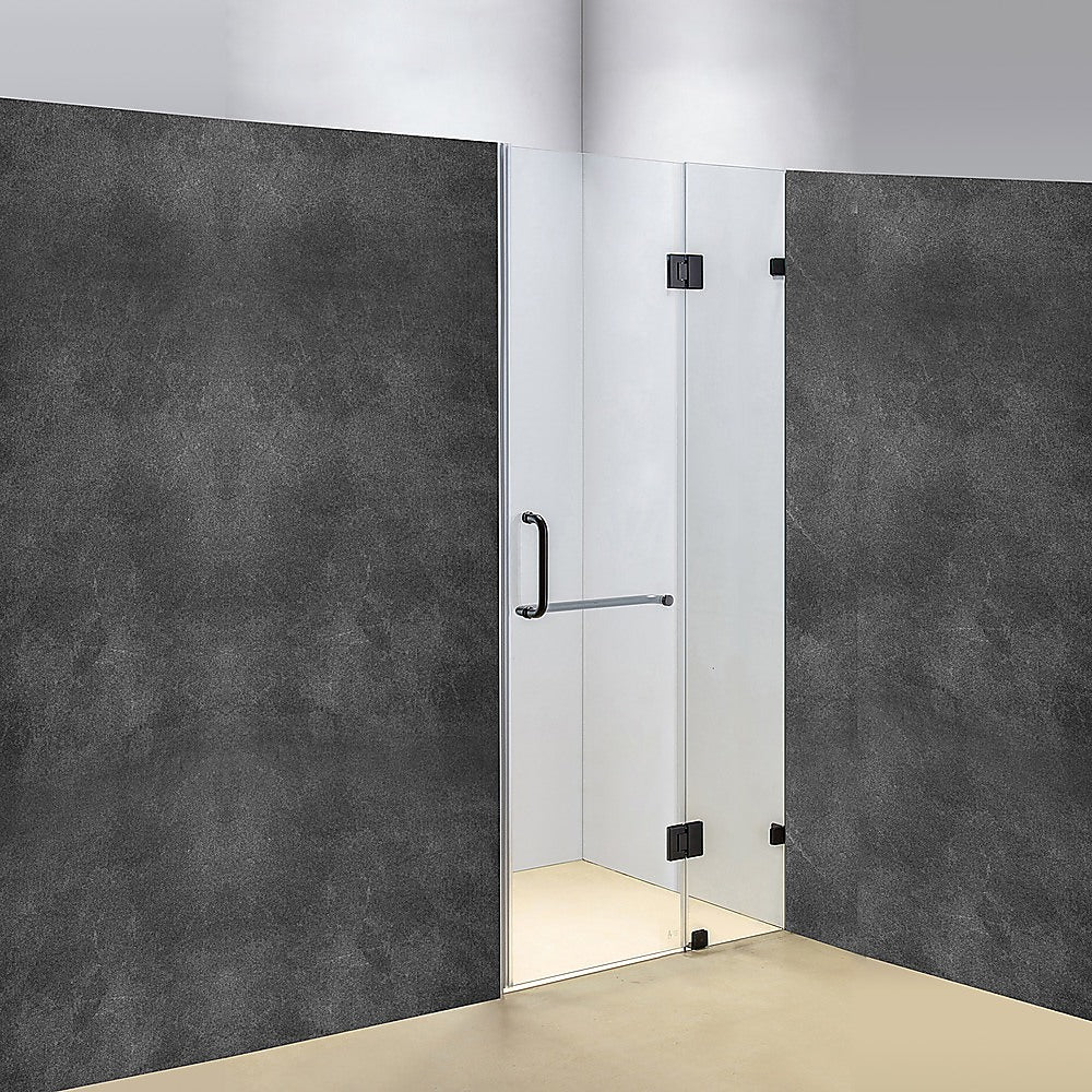 Frameless Black 10mm Tempered Glass Shower Screen 100x200cm