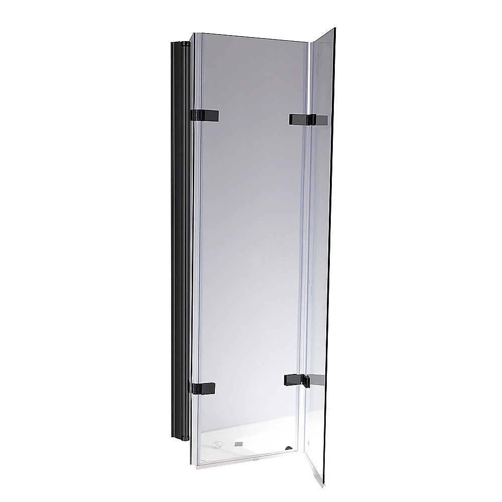 3 Fold Black Folding Bath Shower Screen Door Panel 1300mm x 1400mm