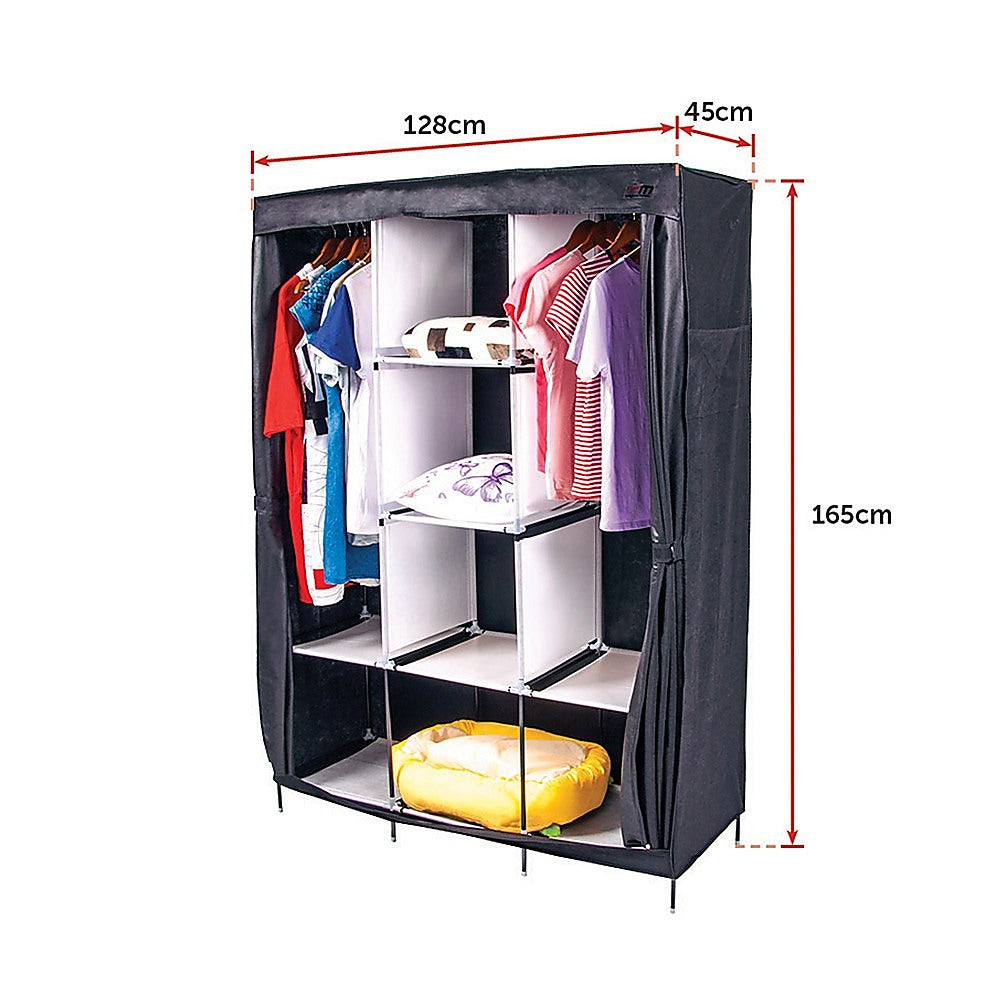 Large Portable Clothes Closet Canvas Wardrobe Storage Organizer with Shelves