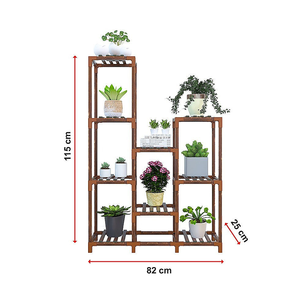 Treated Wood 9-Shelf Plant Stand, Indoor/Outdoor