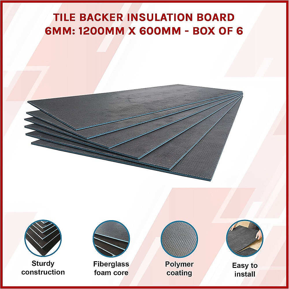 Waterproof Insulation Tile Backer Board Box of 6: 1200x600