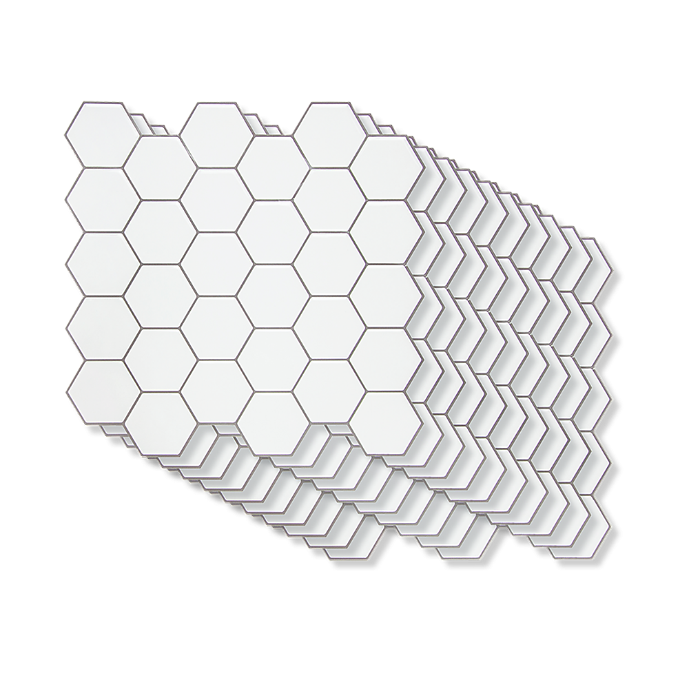 Tiles 3D Peel and Stick Wall Tile Hexagon White 30cm x 30cm x 10 sheets