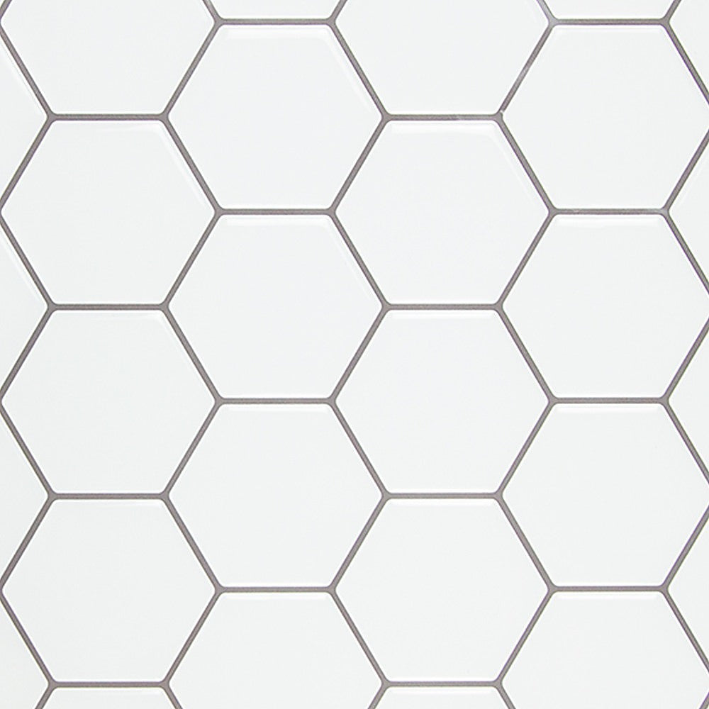 Tiles 3D Peel and Stick Wall Tile Hexagon White 30cm x 30cm x 10 sheets