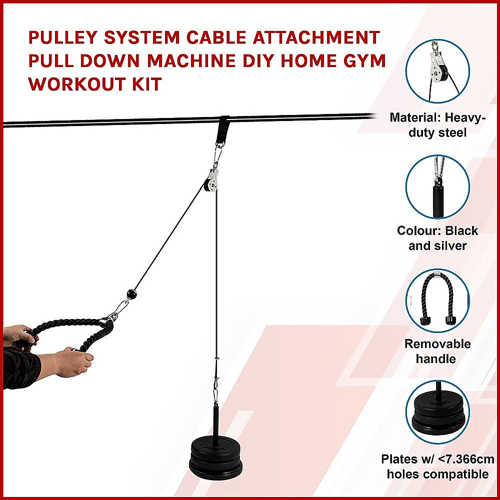 Heavy-Duty Pulley Cable System for Home Gym, 136kg Load