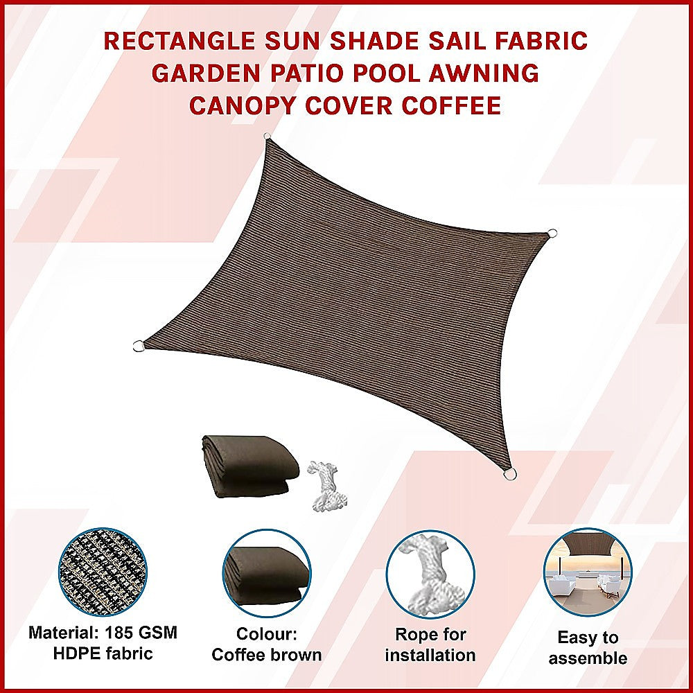 UV-Resistant Rectangle Sun Shade Sail Fabric Patio Canopy Cover