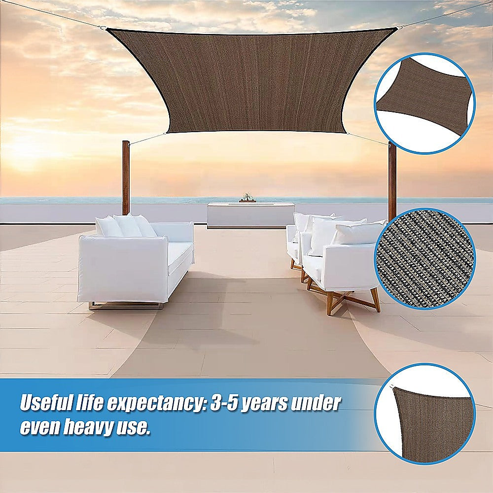 UV-Resistant Rectangle Sun Shade Sail Fabric Patio Canopy Cover