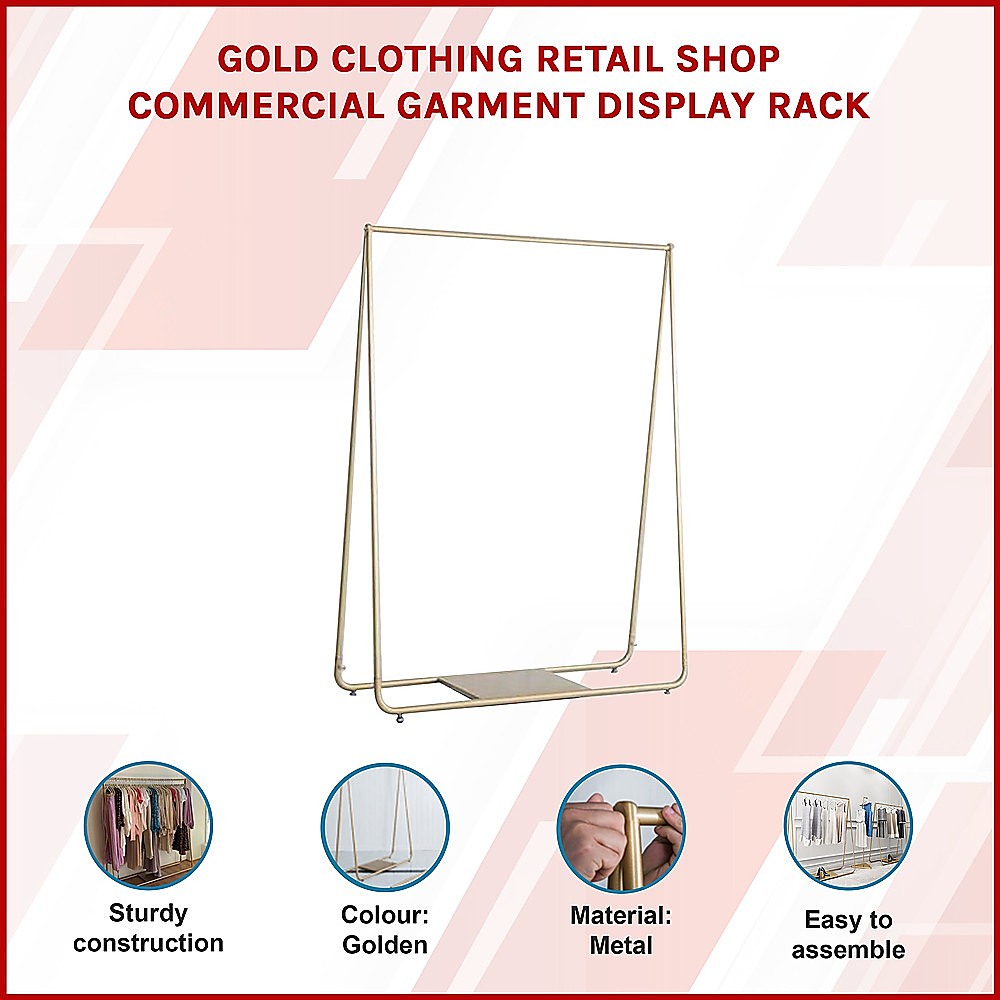 Golden Metal Garment Display Rack, Smooth Finish, 150x160cm