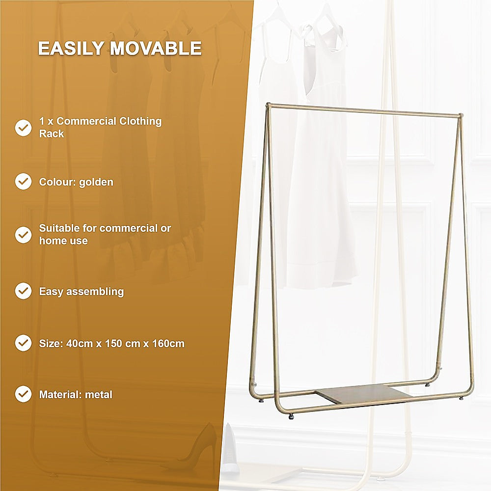 Golden Metal Garment Display Rack, Smooth Finish, 150x160cm