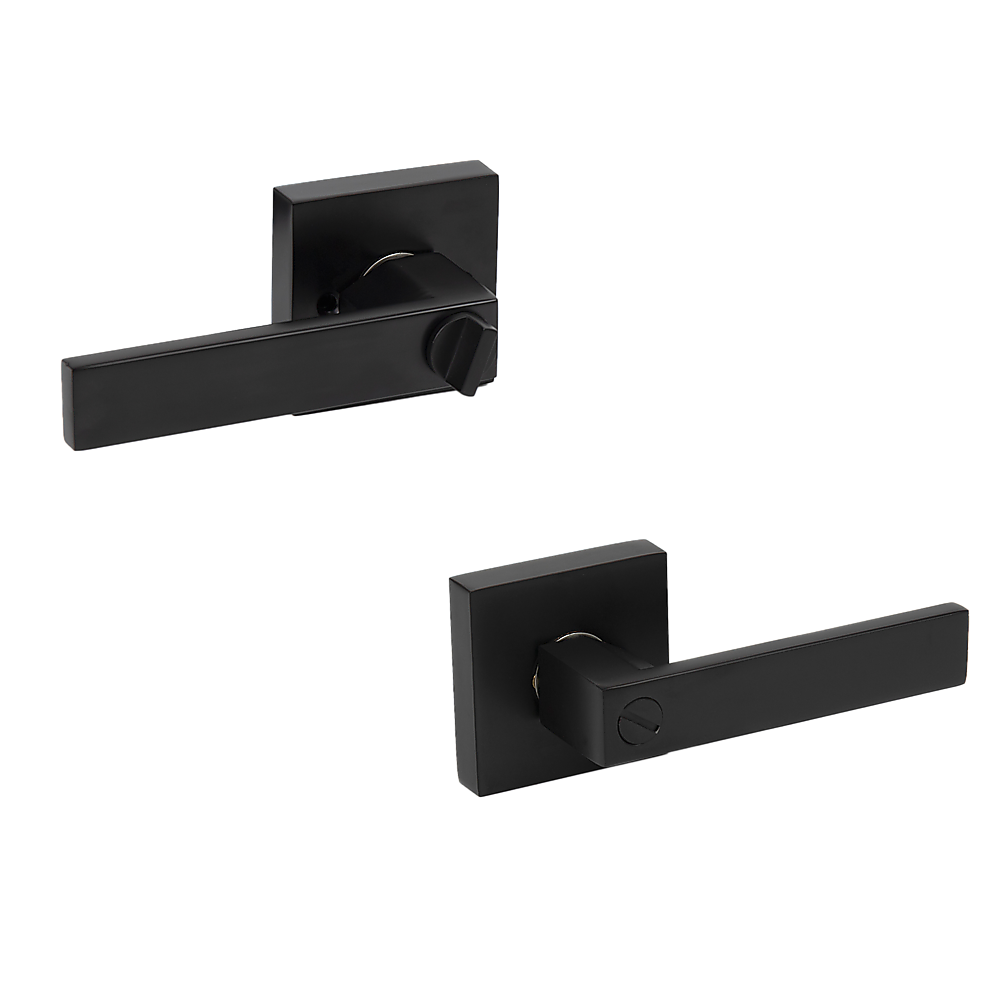 Door Handle Set Lever Privacy Function Square Black