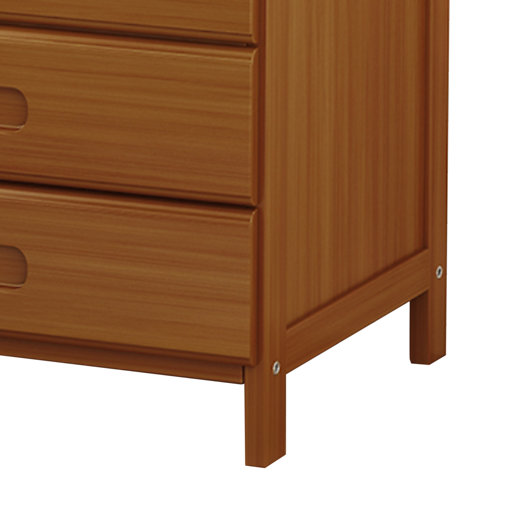 3-Drawer Waterproof Bamboo Bedside Table - Dark Wood