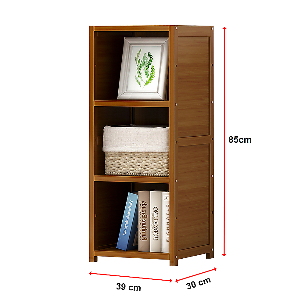 Adjustable Bamboo Shelf Bookcase Rack - 30x39x85cm, Durable