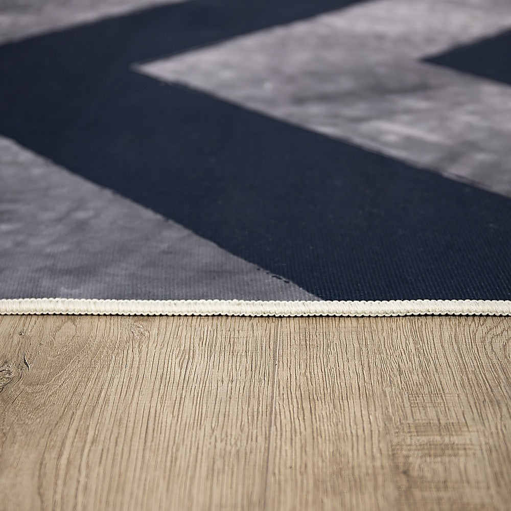 200x300cm Large Floor Blue Chevron Stripes Rug – Modern Area Carpet for Bedroom & Lounge