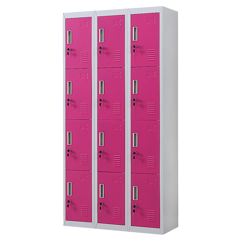 12-Door Locker for Office Gym Shed School Home Storage - Standard Lock with 2 Keys