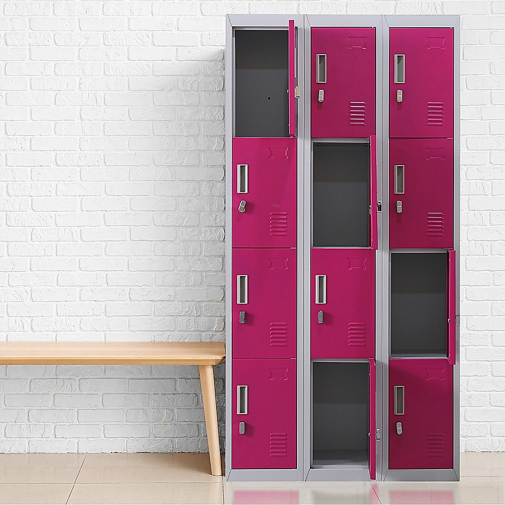 12-Door Locker for Office Gym Shed School Home Storage - Padlock-operated