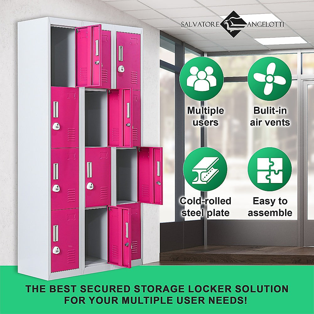 12-Door Locker for Office Gym Shed School Home Storage - 3-Digit Combination Lock