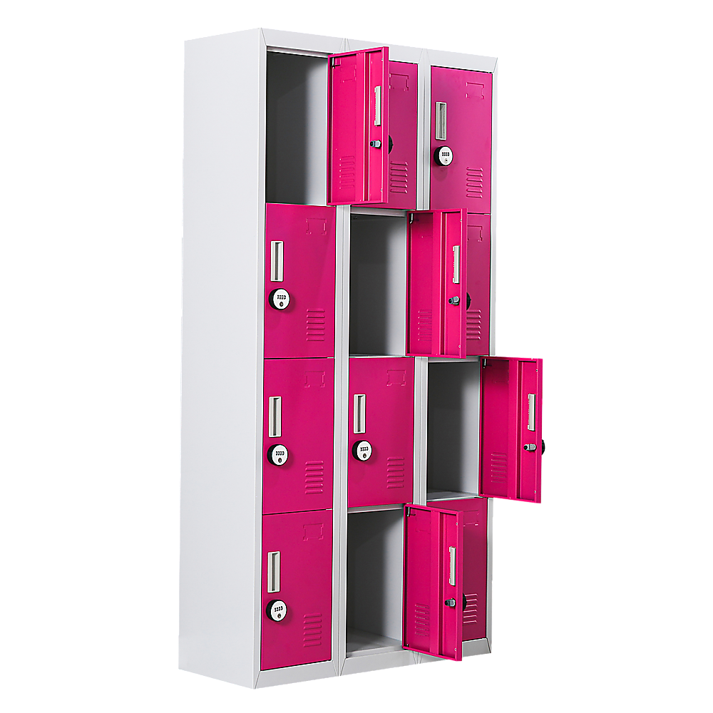 12-Door Locker for Office Gym Shed School Home Storage - 4-Digit Combination Lock